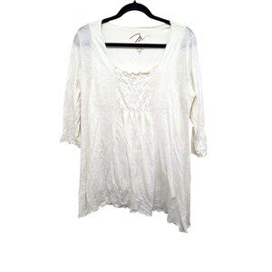 Miracle body By Miracle suit Women Ivory 3/4 Sleeve Tunic Top XL Nylon/Spandex